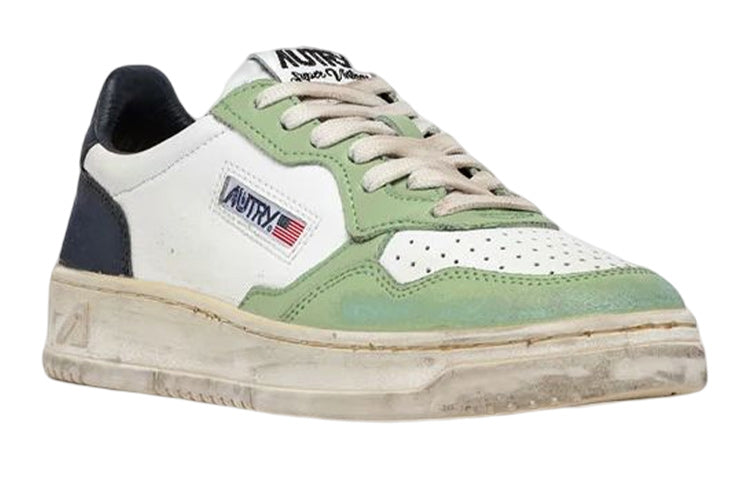 (WMNS) Autry Medalist Super Vintage Low Leather Sneakers 'White Green Teal' AVLW-SV18