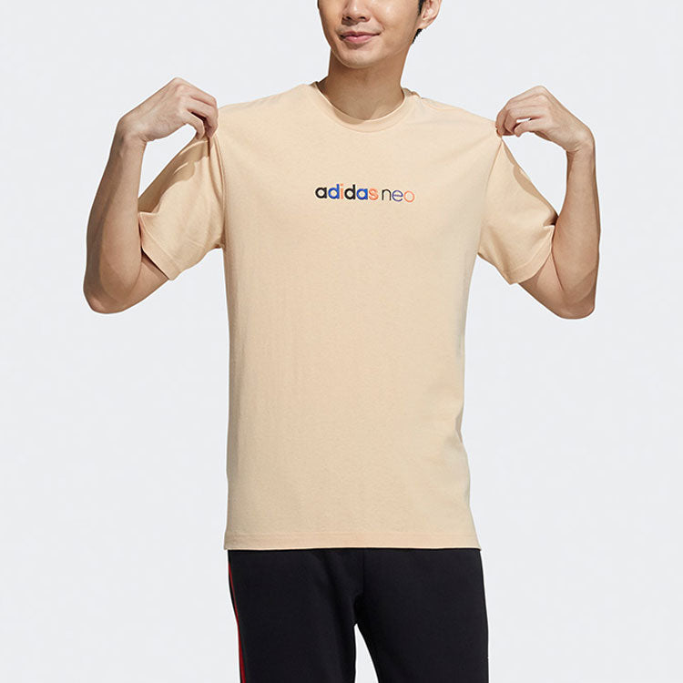 adidas neo M Ss May Tee 2 Logo Embroidery Knit Sports Male Yellow GP4828