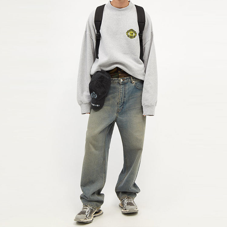 Balenciaga Sporty B Crest Logo Crewneck Sweater 'Grey' 671125TLV601300