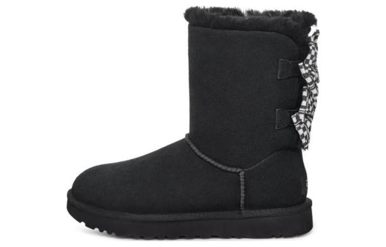 (WMNS) UGG Checkered Bow Snow Boots 'Black' 1138131-BLK