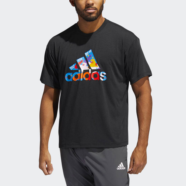 adidas originals Cartoon Contrasting Colors Logo Sports Short Sleeve Black GN9144