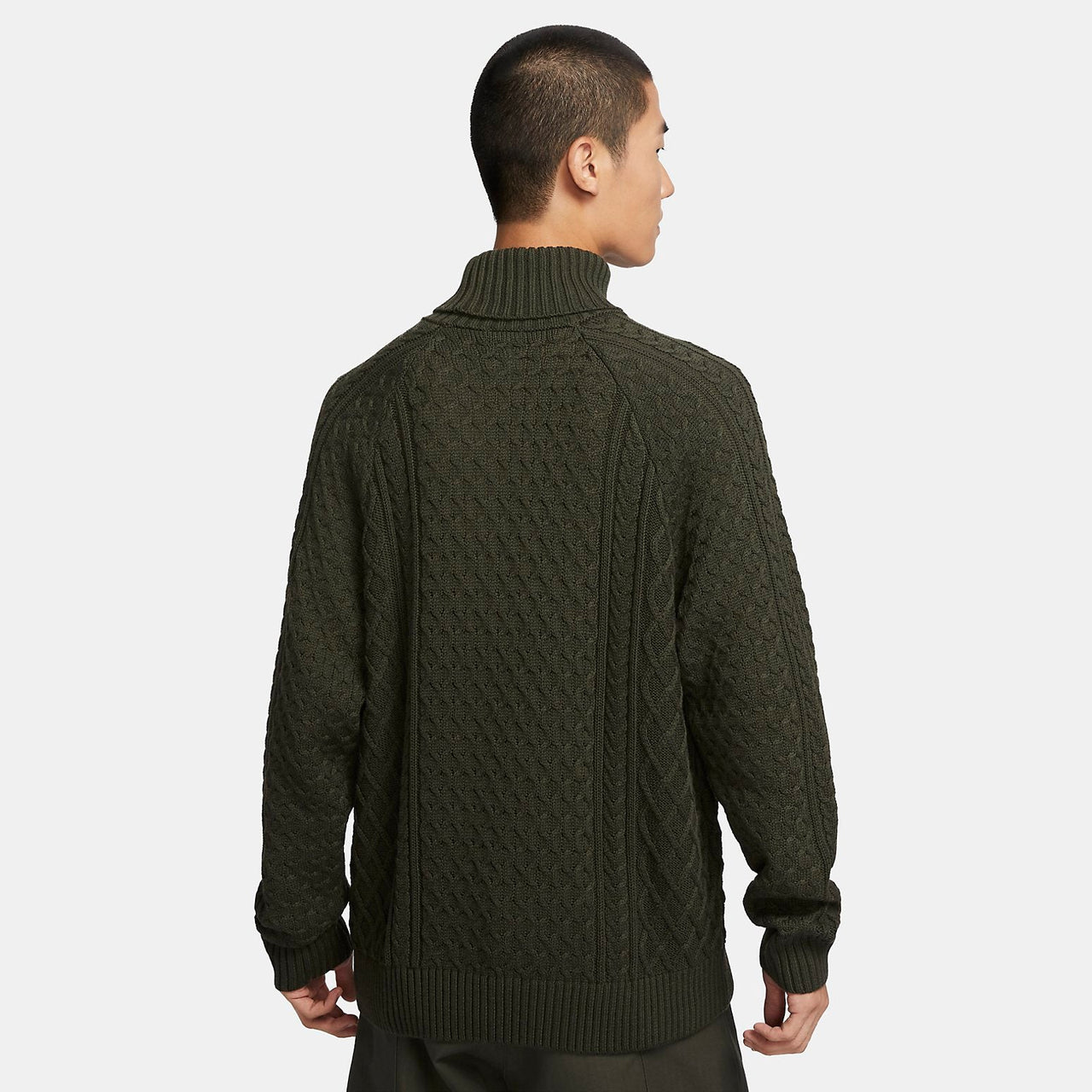 Nike Life Cable Knit Turtleneck Sweater 'Olive Green' FB7771-325