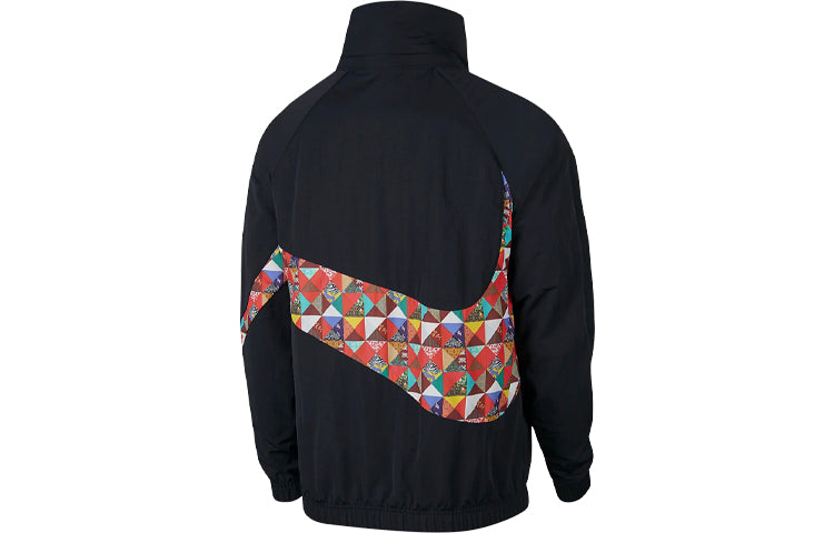 Nike Big Swoosh logo Contrasting Colors Sports Jacket Black CI7690-010