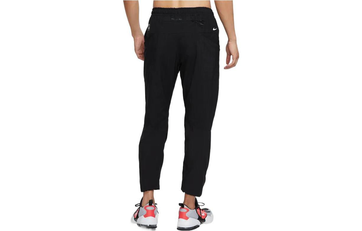 Men's Nike Dri-Fit Solid Color Logo Embroidered Drawstring Lacing Sports Pants/Trousers/Joggers Black DQ4823-010