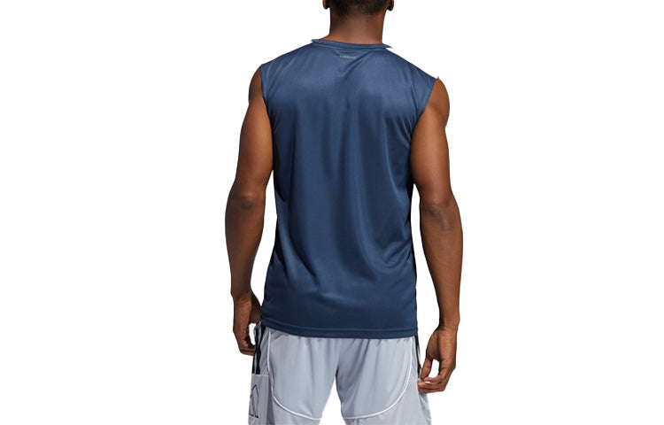 adidas Casual Round Neck Pullover Alphabet Printing Basketball Sports Vest Navy Blue / White GT3015