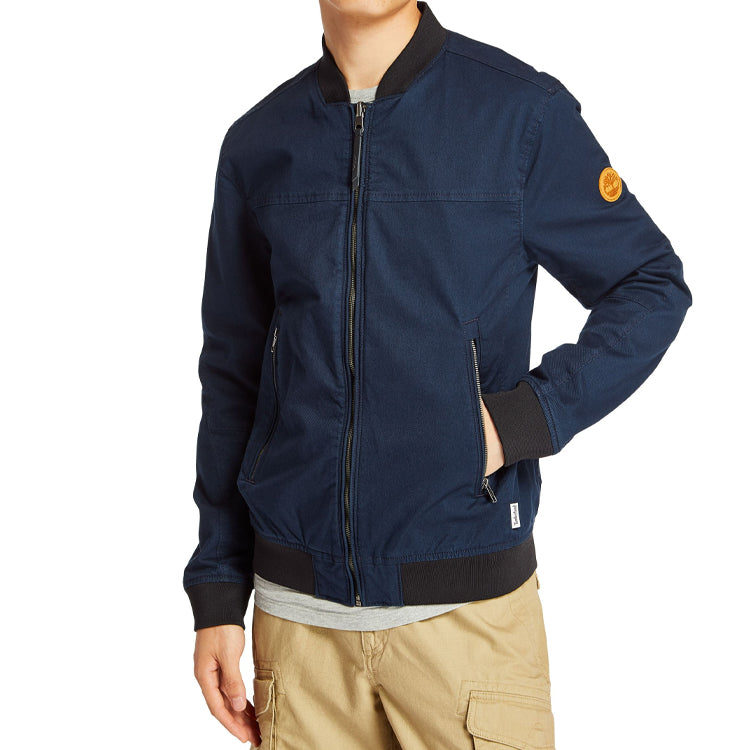 Men's Timberland Logo Pocket Zipper aviator Jacket Blue A29WC433