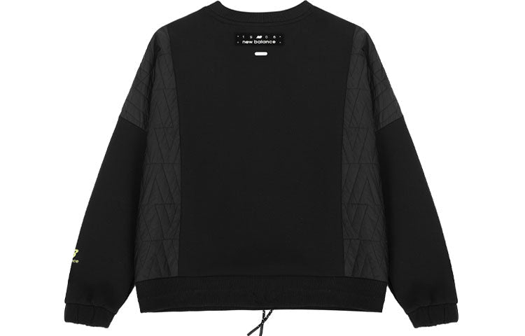 (WMNS) New Balance Solid Color Drawstring Round Neck Pullover Hoodie Black AWT14371-BK