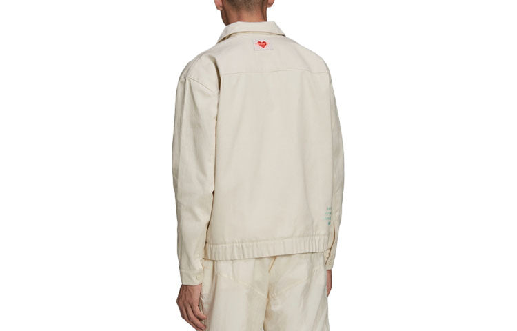 adidas originals Lapel Solid Color Sports Yellow White Jacket HI6011