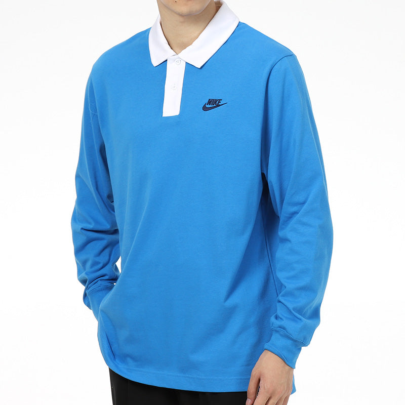 Nike Sportswear Sports Printing Knit Long Sleeves Polo Shirt Blue DD6180-435