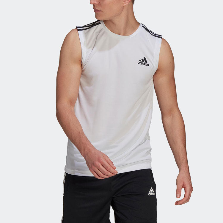 adidas M 3s Tk Logo Sports Training Breathable Vest White GM2158
