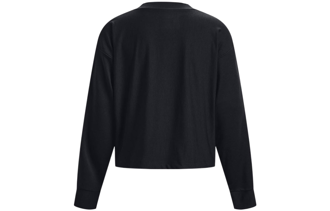 (WMNS) Under Armour Logo Rival Terry Oversized Crew 'Black' 1376995-001