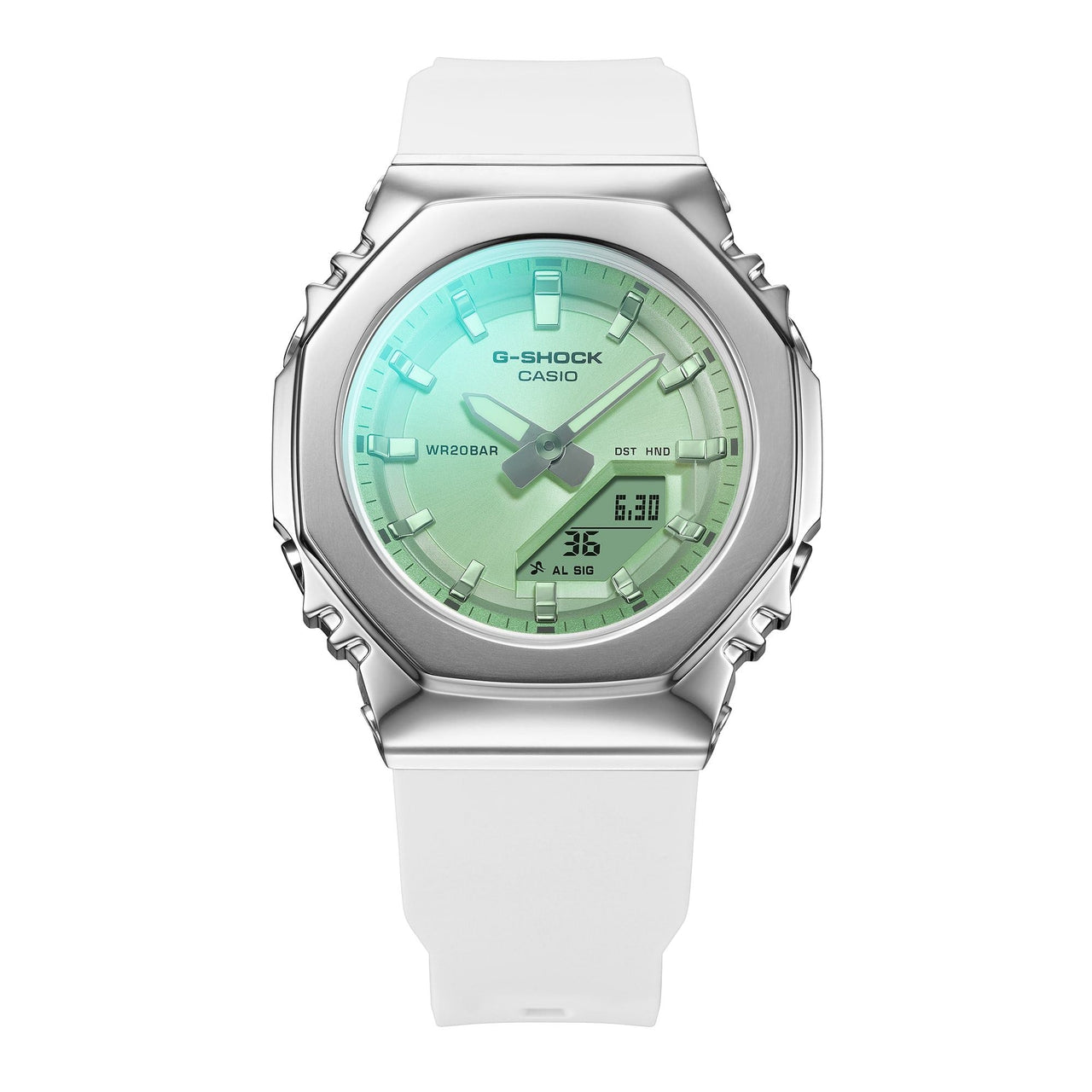 (WMNS) CASIO G-Shock GM-S2110 Series Analog-Digital 'White Green' GM-S2110SR-7A