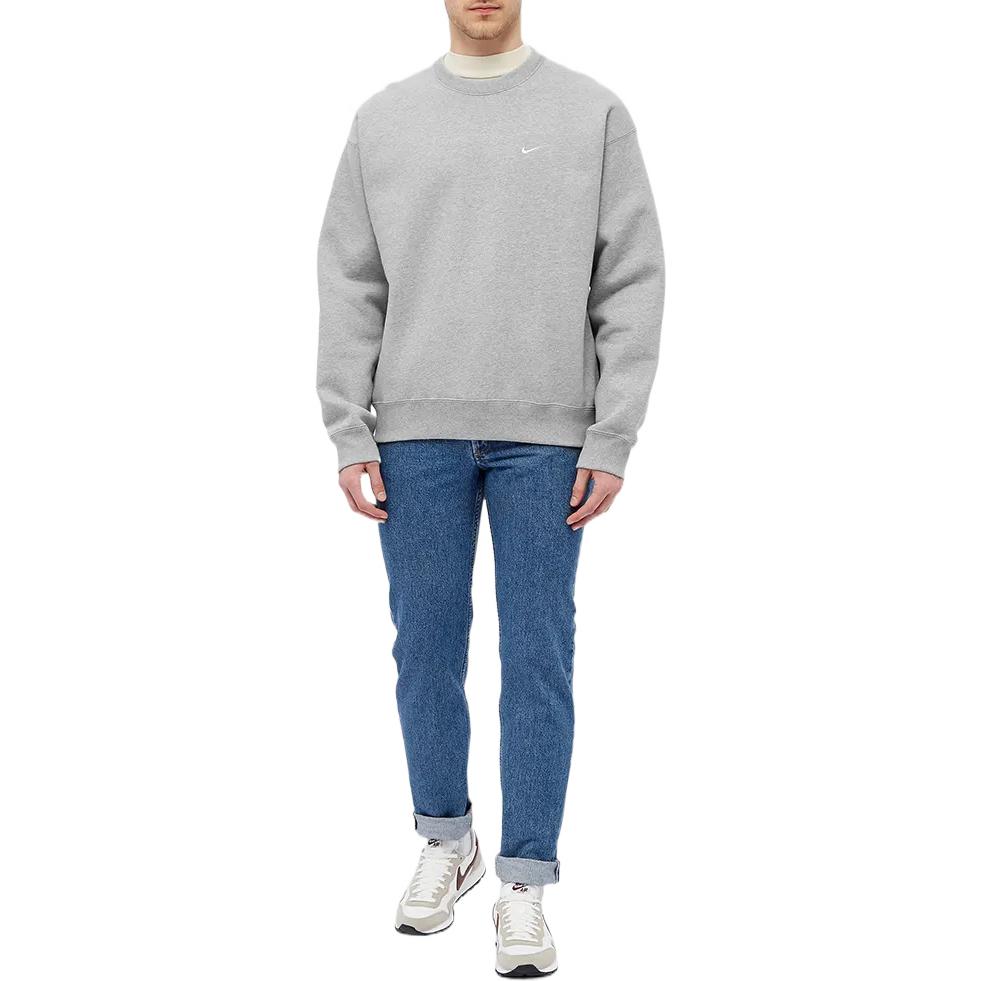 Men's Nike Solid Color Embroidered Logo Round Neck Long Sleeves Dark Grey CV0554-063