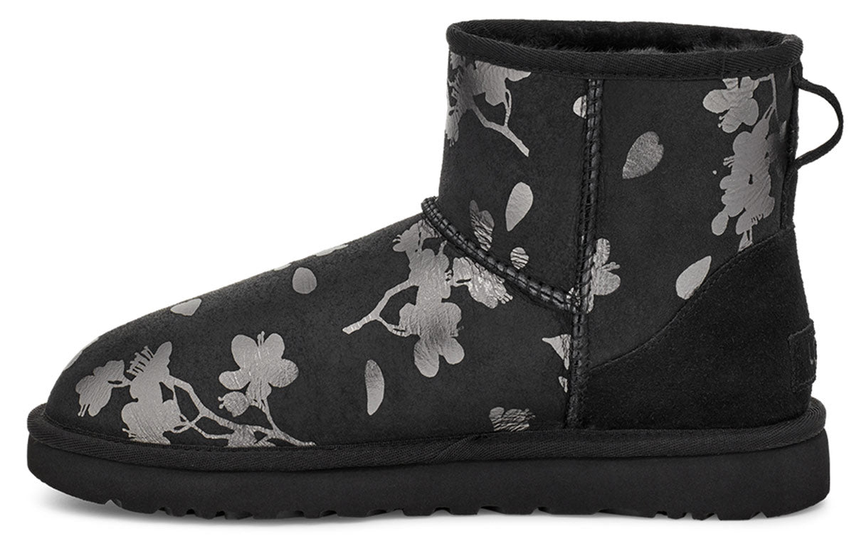 (WMNS) UGG Classic Mini Floral Foil Fleece Lined Black 1118163-BLK