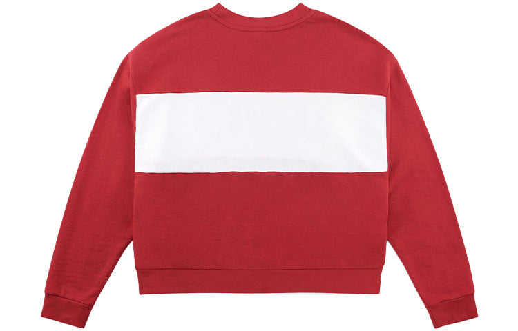 (WMNS) Levi's Loose Alphabet Printing Colorblock Round Neck Hoodie Red 85777-0001