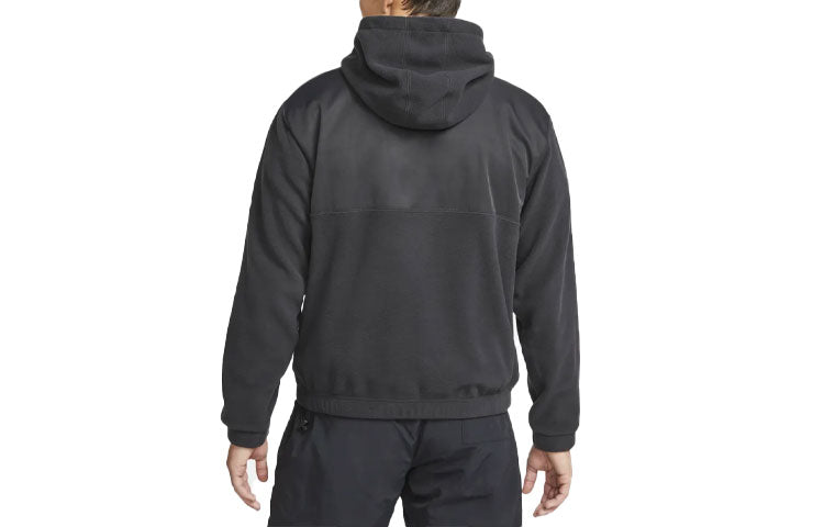 Men's Nike SB Therma-FIT Winterized Polar Fleece Splicing Skateboard Hooded Jacket Black DA4224-010
