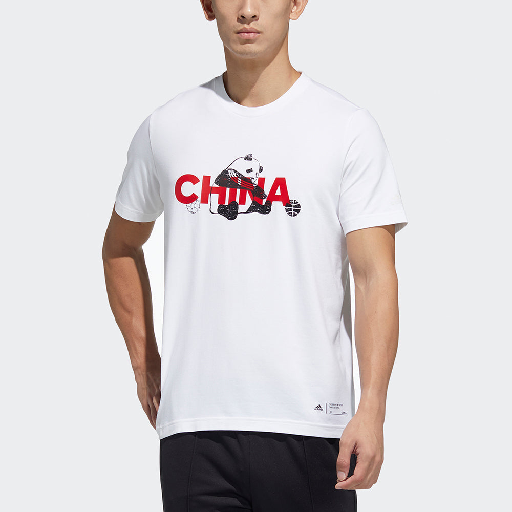 adidas China Tee M 2 Printed Crew Neck Short-sleeved White GP1848