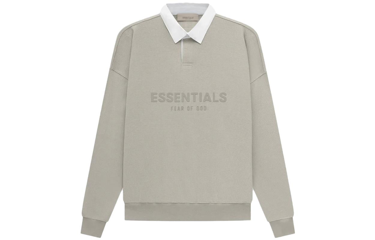 Fear of God Essentials SS23 Waffle Henley Rugby Seal Logo Polo 'Grey' FOG-SS23-053