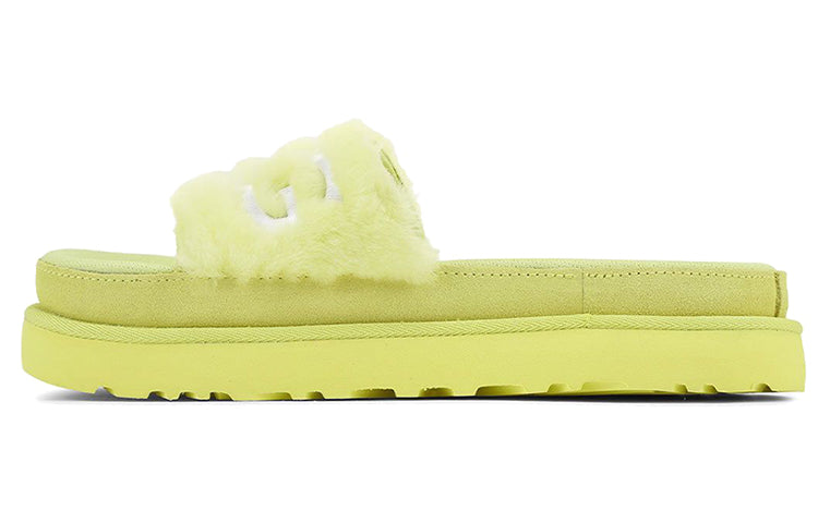 (WMNS) UGG Laton Fur Slide Yellow Slippers 1111236-MRT