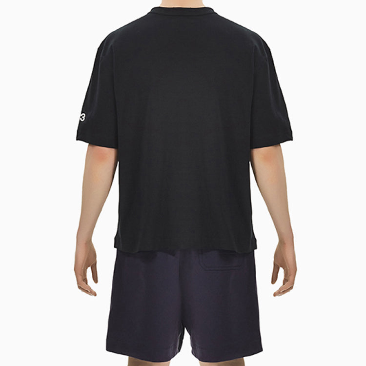 Men's Y-3 Distressed SS Tee Logo Short Sleeve Black FQ4114
