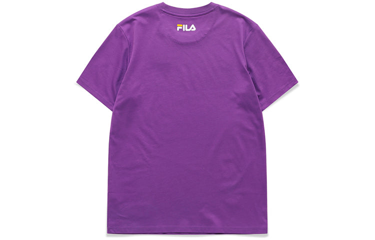 FILA FUSION Tiger Head Pattern Casual Round Neck Short Sleeve Purple T11M112101F-PU