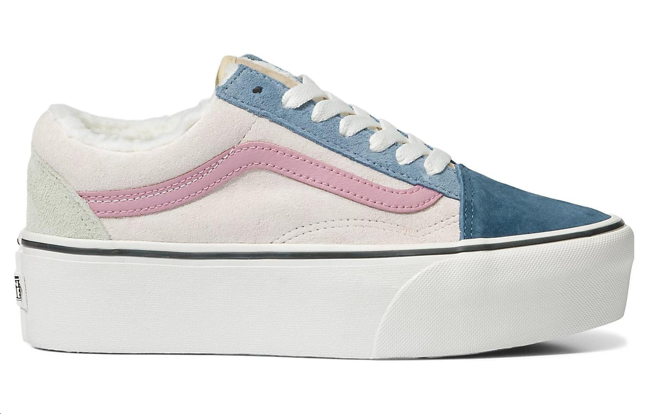 Vans Old Skool Pig Suede Sherpa Stackform 'White Blue' VN0A7Q5MMUL