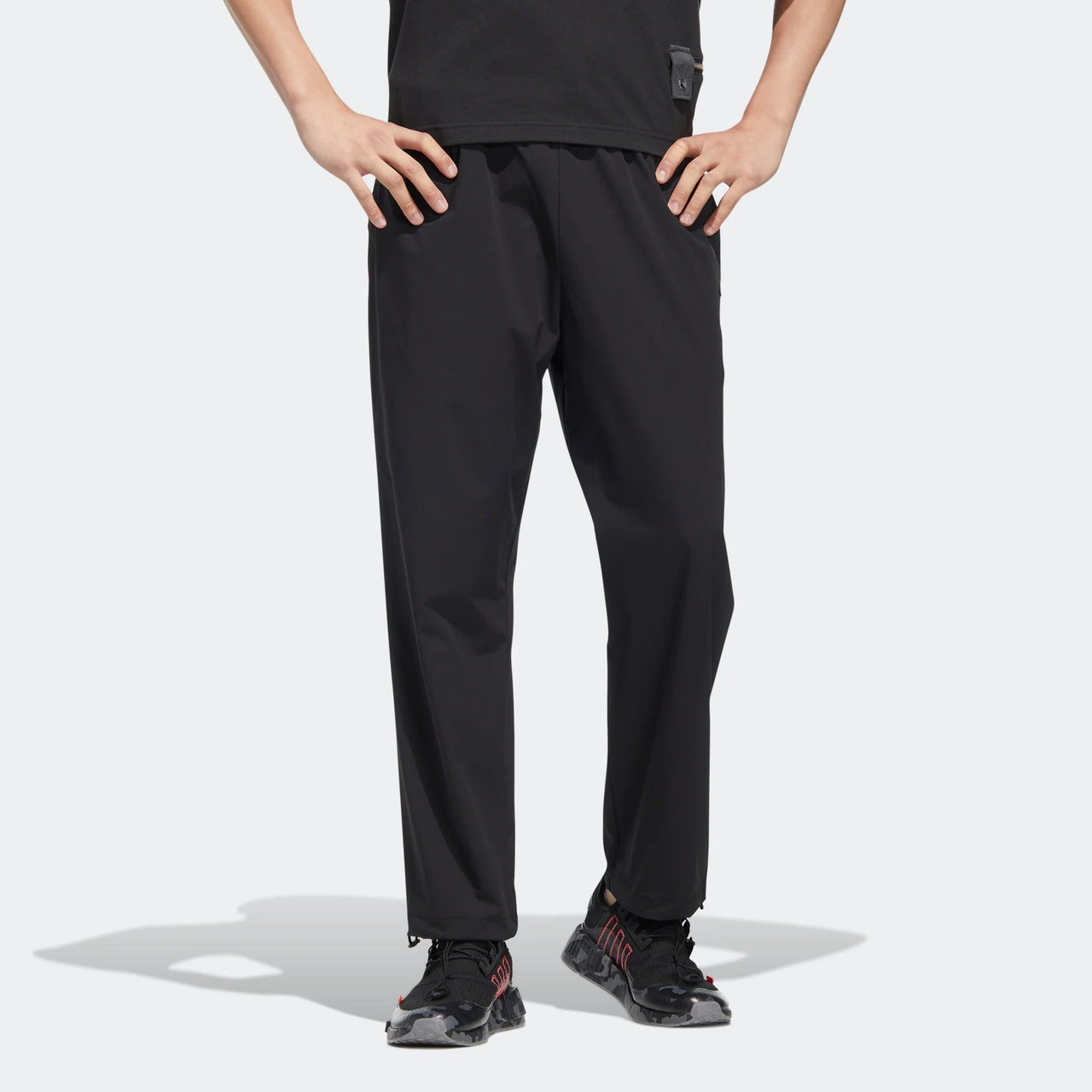 Men's adidas originals Lw Woven Pant Solid Color Drawstring Lacing Sports Pants/Trousers/Joggers Black HM8022