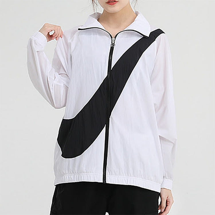 (WMNS) Nike Large swoosh Zipper Windbreaker White CV8659-100
