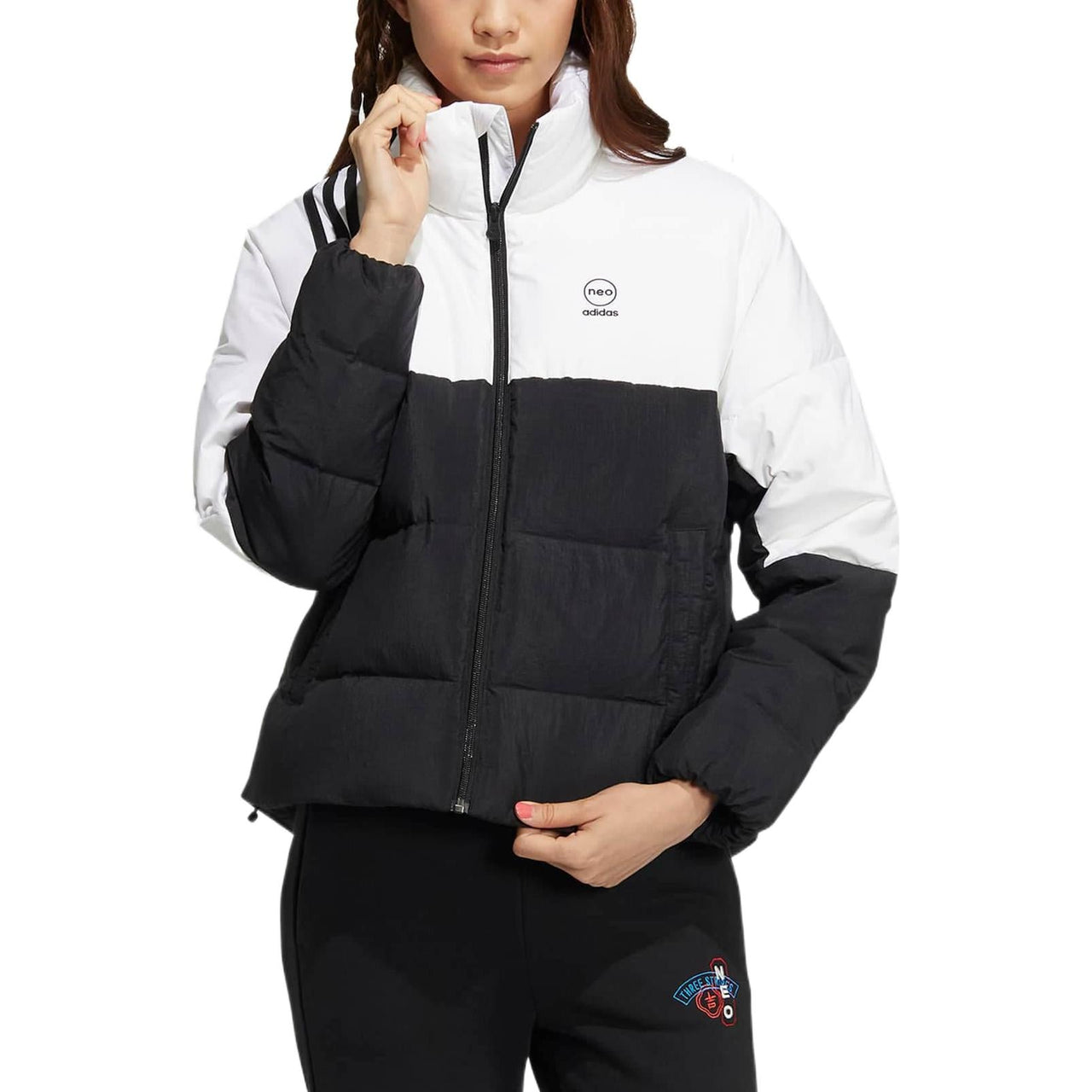 (WMNS) adidas Neo Essentials Down Jackets 'Black White' HN4702
