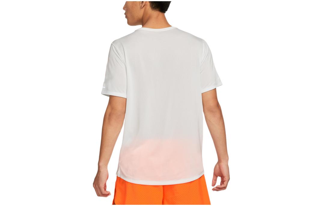 Men's Nike Dri-Fit Miler D.Y.E. Alphabet Logo Sports Round Neck Short Sleeve Mountain White T-Shirt DQ4735-121