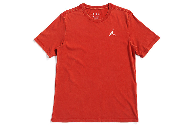 Air Jordan Distress Back Printing Flying Man Retro Short Sleeve Red AQ3735-687