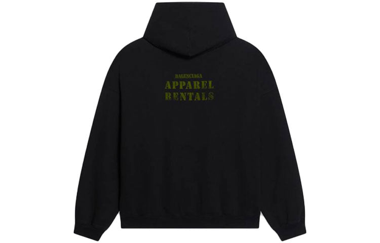 Balenciaga Worldwide Logo Popover Hoodie 'Black Yellow' 674986TLVA71361