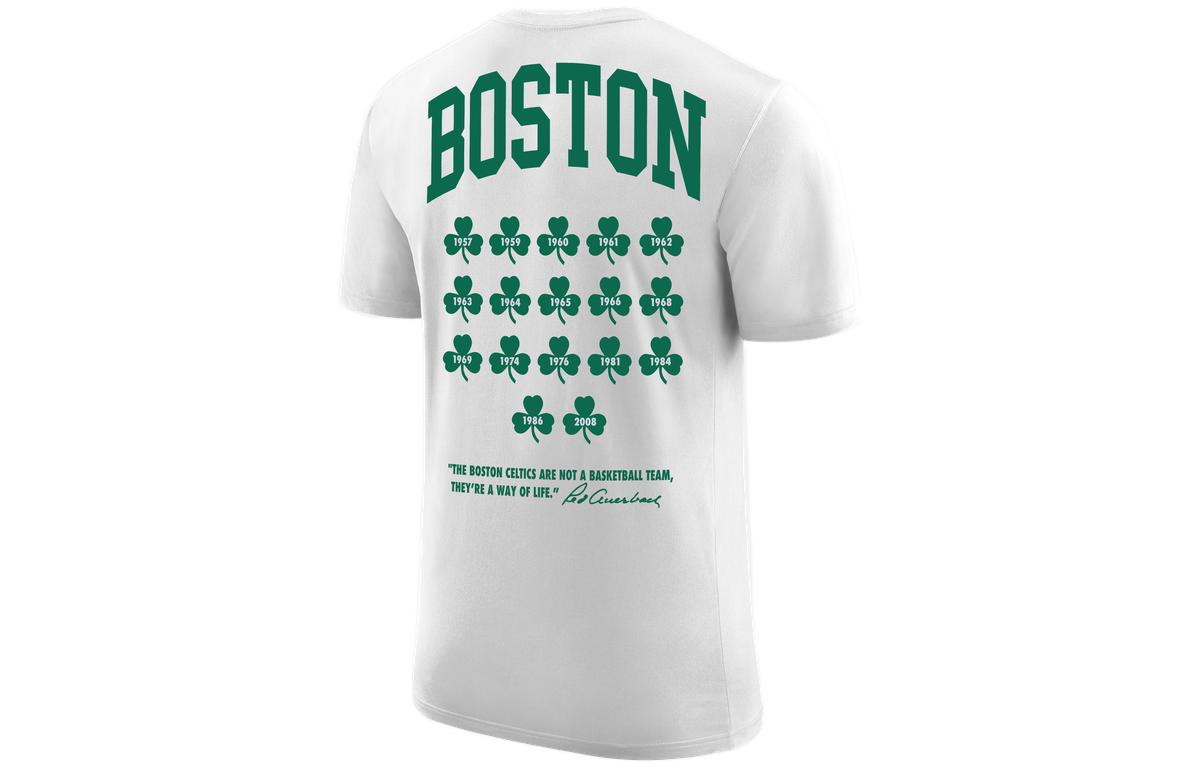 Men's Nike NBA Boston Celtics Numeric Printing Round Neck Short Sleeve White T-Shirt DA7283-100