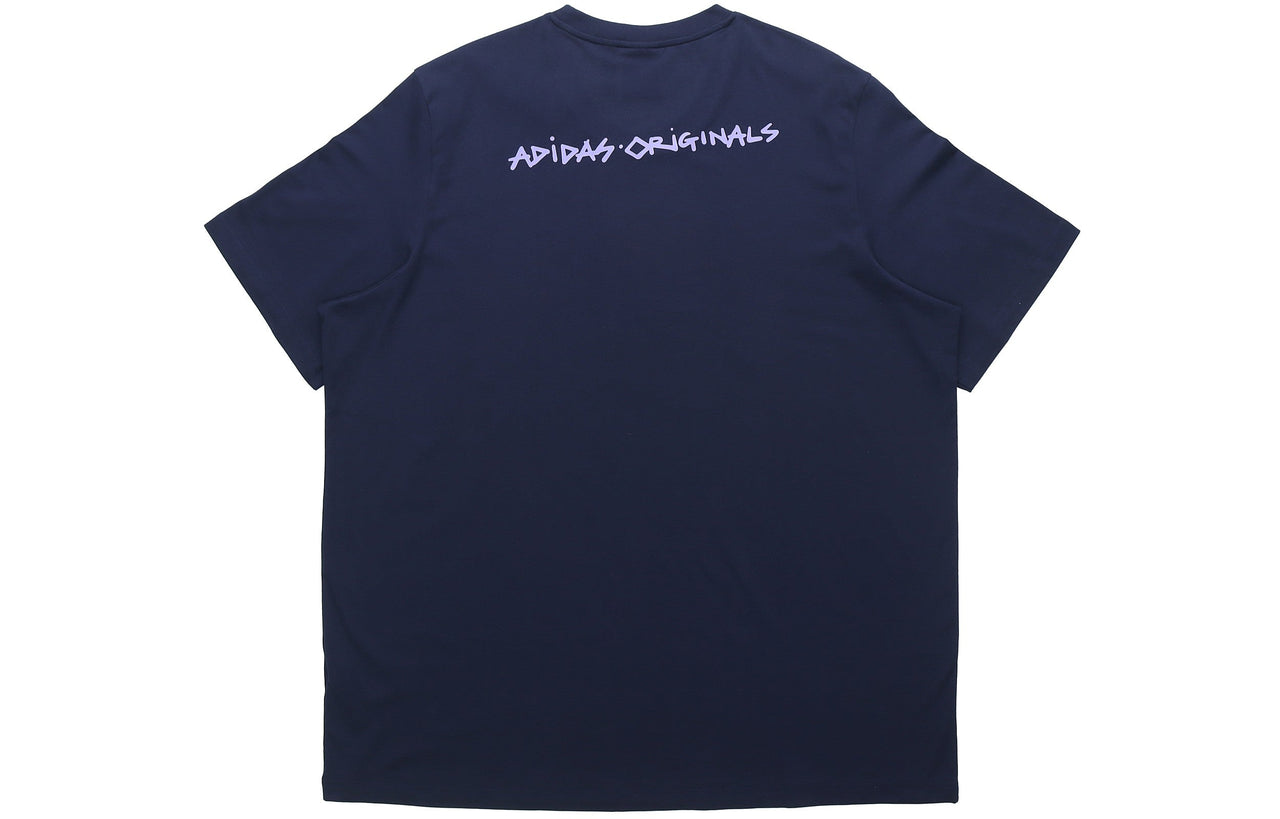 adidas originals 5 Dino Tee Casual Sports Cartoon Printing Round Neck Short Sleeve Navy Blue H13455