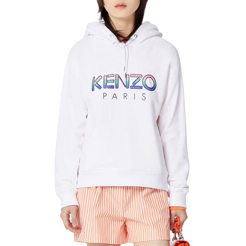(WMNS) KENZO White Alphabet Logo Pattern Hoodie 'White' FA52SW866962-01