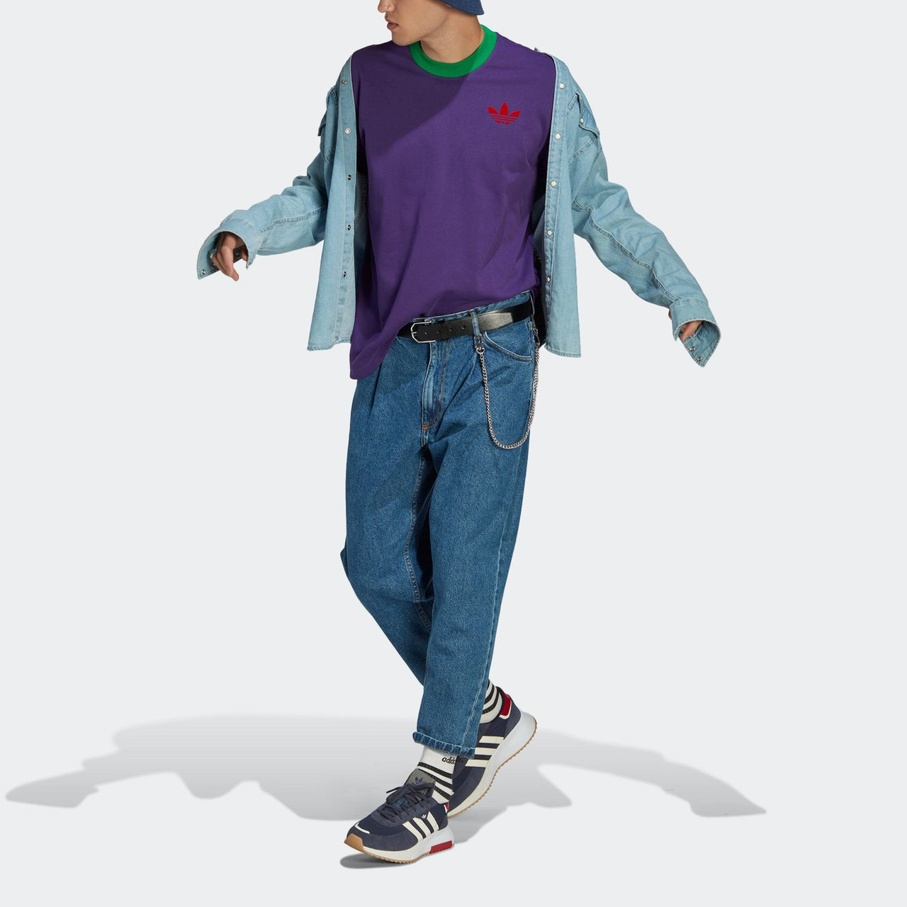 Men's adidas originals Trefoil Tee Solid Color Logo Printing Round Neck Pullover Short Sleeve Purple T-Shirt IB3434
