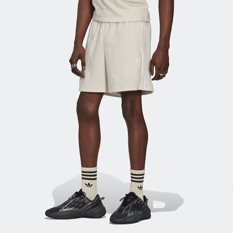 adidas originals Stripe Logo Casual Sports Shorts Beige IB7726