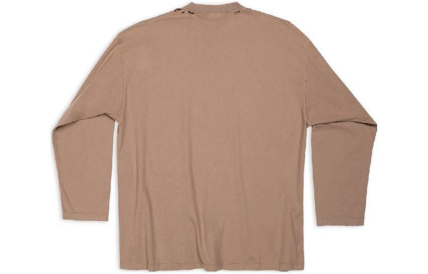 Balenciaga Caps Oversized Long Sleeve T-Shirt 'Khaki' 681046TNVL17761