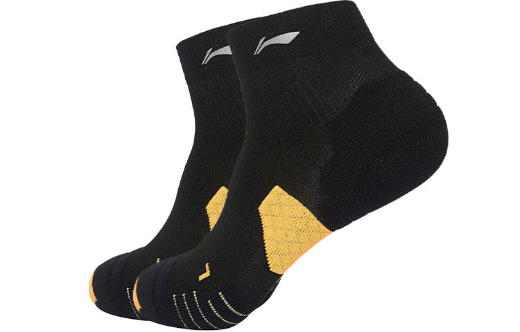 Li-Ning Mid Cut Socks 'Black Yellow' AWSS237-1