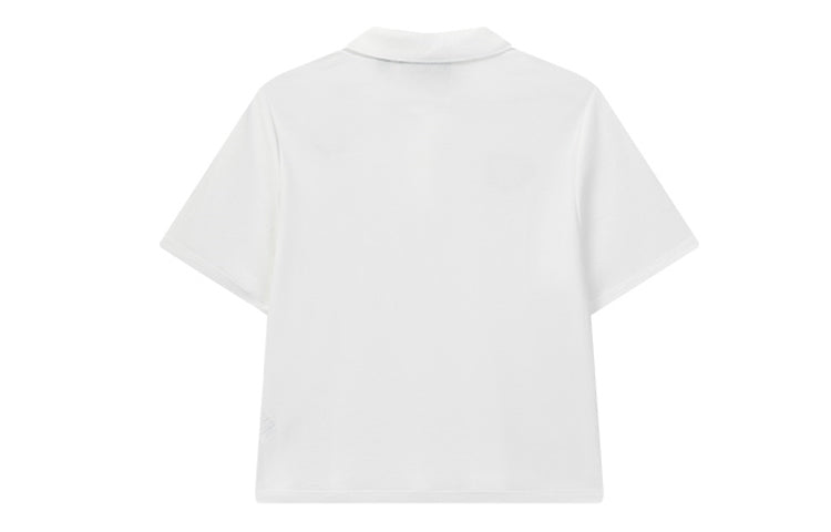 (WMNS) FILA Bee Flower Embroidered Short Sleeve Polo Shirt White F11W028118F-WT