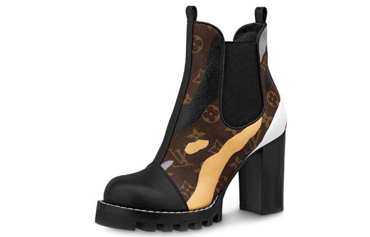 (WMNS) LOUIS VUITTON LV x LOL Star Trail Small Cowhide Ankle boots Black Brown 1A7VIU