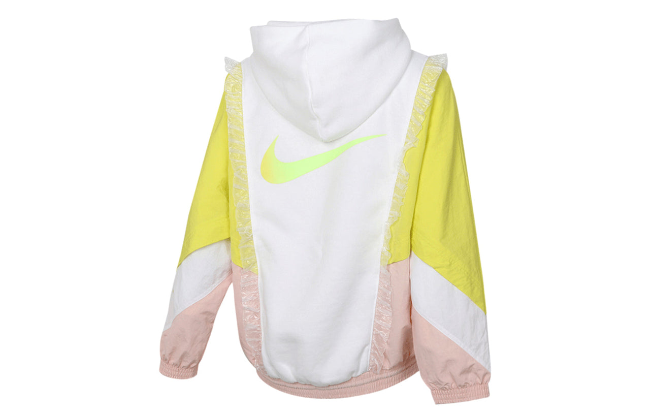 (WMNS) Nike Sportswear New Year Contrast Color Stitching Lace Fleece Lined Stay Warm Pullover Hoodie White DH1371-107