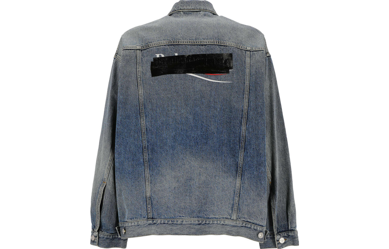 Balenciaga Bleached-Effect Button-Up Denim Jacket 'Blue' 724651THW254245