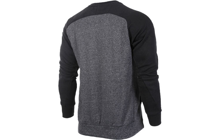 Men's Air Jordan Logo Embroidered Colorblock Fleece Lined Stay Warm Round Neck Pullover Black 834378-010