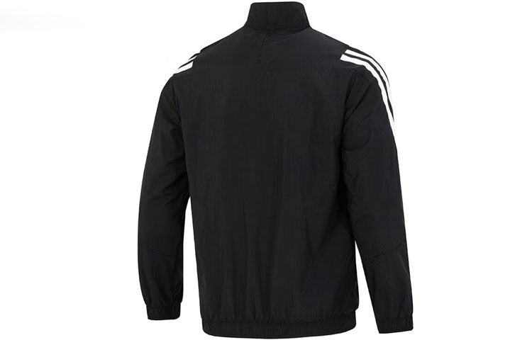 Men's adidas Side Classic Logo Printing Zipper Hooded Jacket Black HJ9944