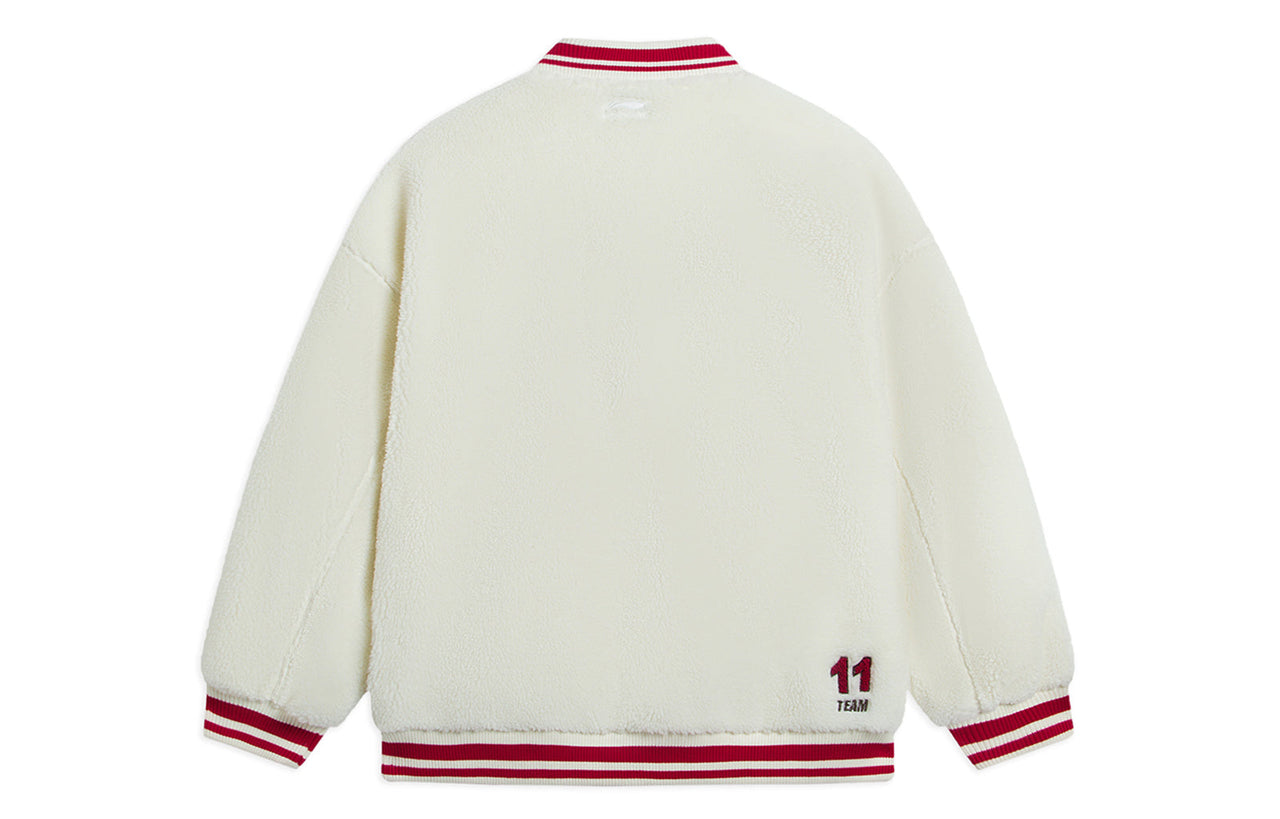 Li-Ning Logo Polar Fleece Baseball Jacket 'Beige Red' AFDSD31-1