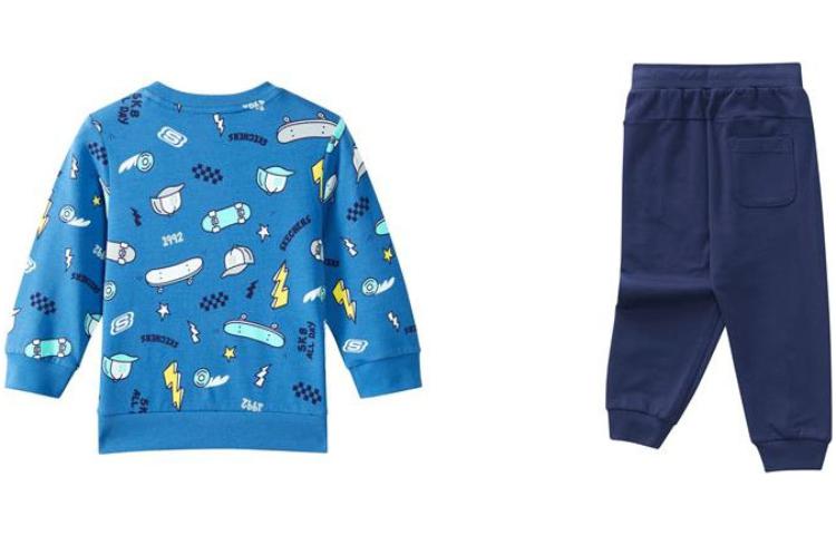 (GS) Skechers Graphic Full Printed Set 'Blue Black' L322B011