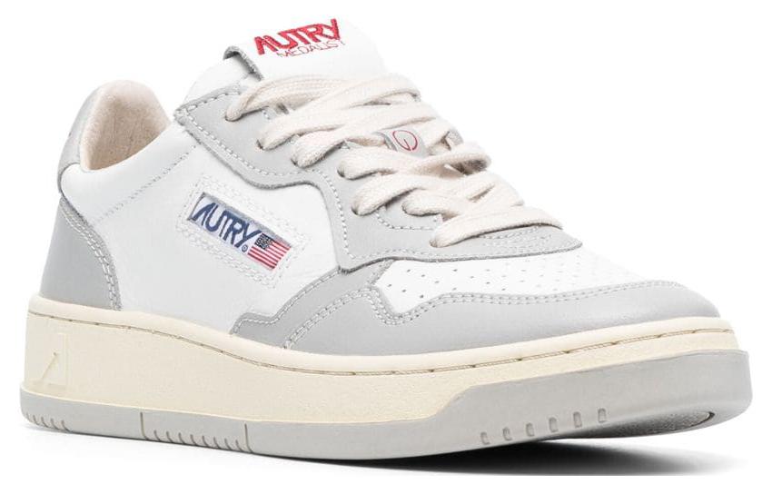 (WMNS) AUTRY Medalist Low Leather 'White Grey and Red Logo' AULW-CCC1