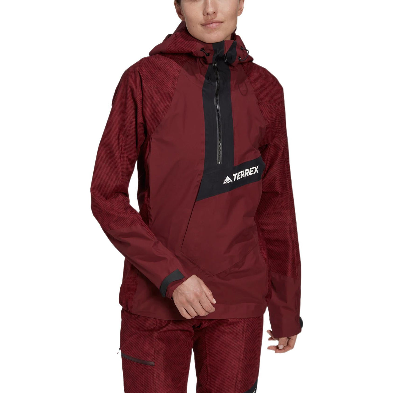 (WMNS) adidas Terrex Techrock RAIN.RDY Waterproof Jacket 'Burgundy Black' HE2295