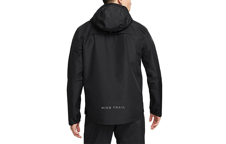 Nike Trail Series Gore-Tex Solid Color Micro Mark Logo Printing Zipper Hooded Jacket Black DM4660-010